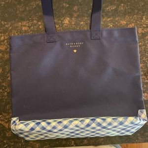 Bath and Body Works Blue Gingham Tote New with Tags